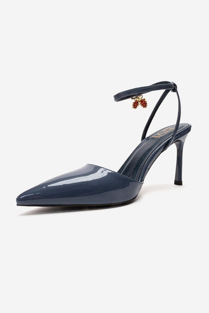 THALIA - Zapatos de tacón de aguja de charol azul ahumado (Mujer)