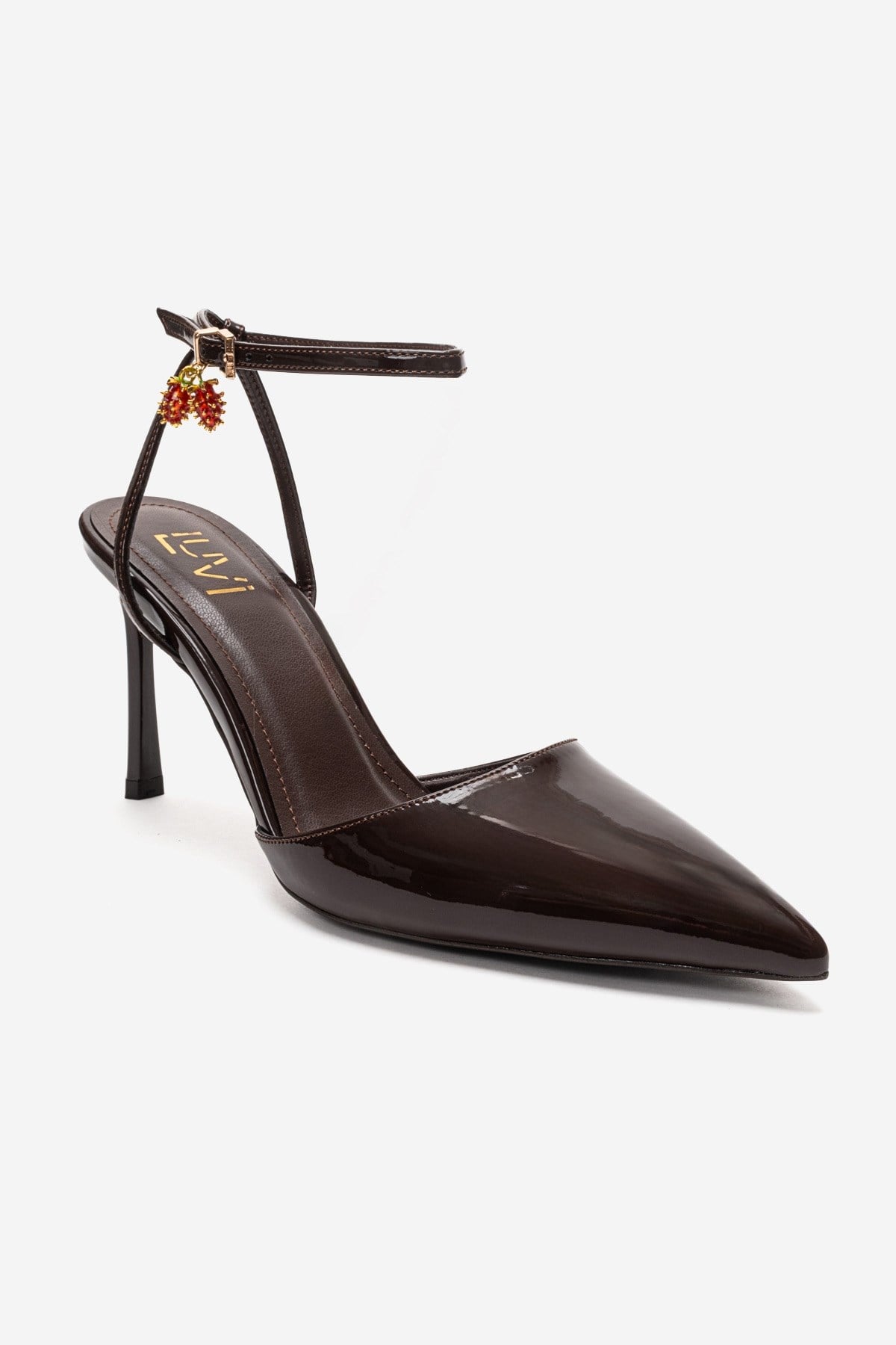 THALIA - Zapatos de tacón de aguja en piel sintética charol marrón (Mujer)