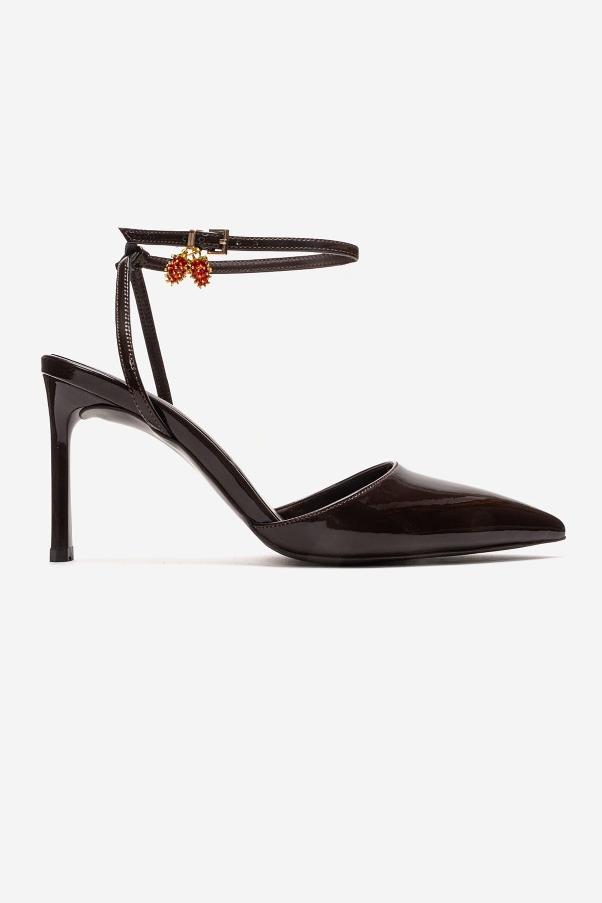 THALIA - Zapatos de tacón de aguja en piel sintética charol marrón (Mujer)