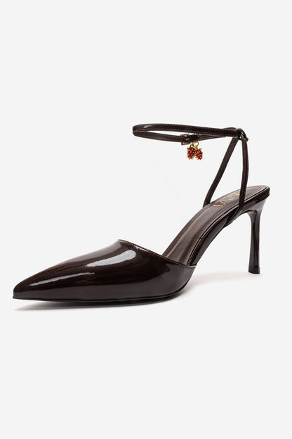 THALIA - Zapatos de tacón de aguja en piel sintética charol marrón (Mujer)