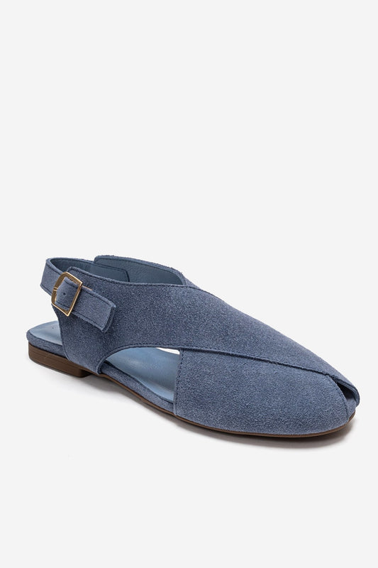 MONARO - Sandalia de cuero genuino azul denim (Mujer)