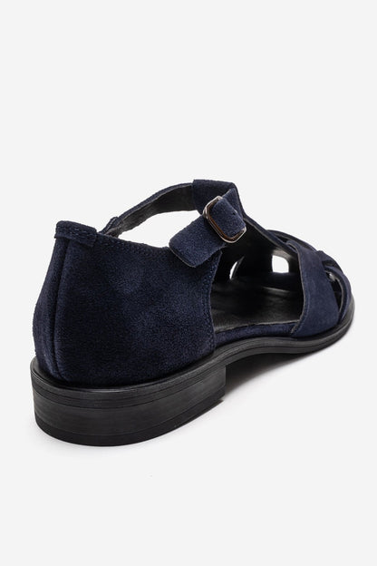 Dexara - Navy Genuine Suede Leather Sandal (Women)