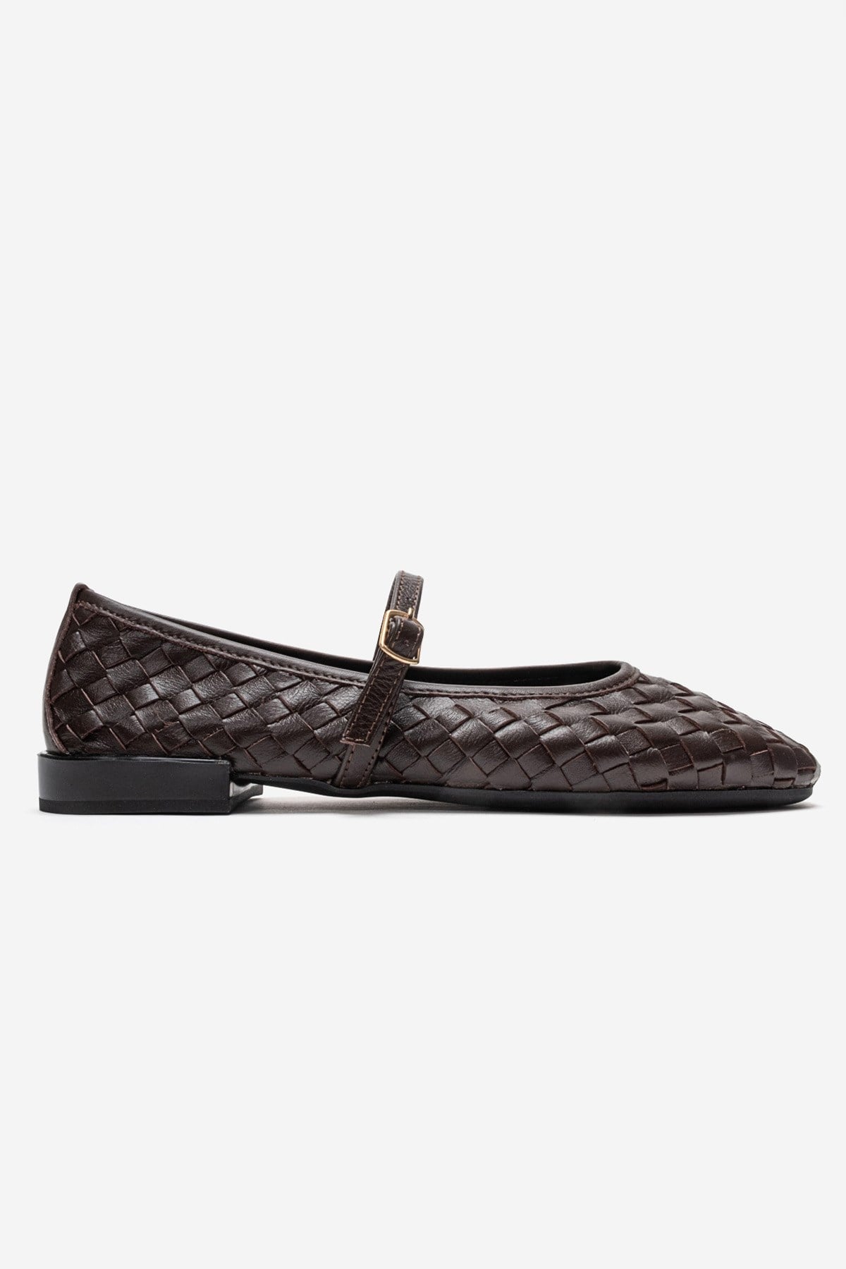 Yevora - Brown Genuine Leather Woven Strap Ballet Flat (Women)