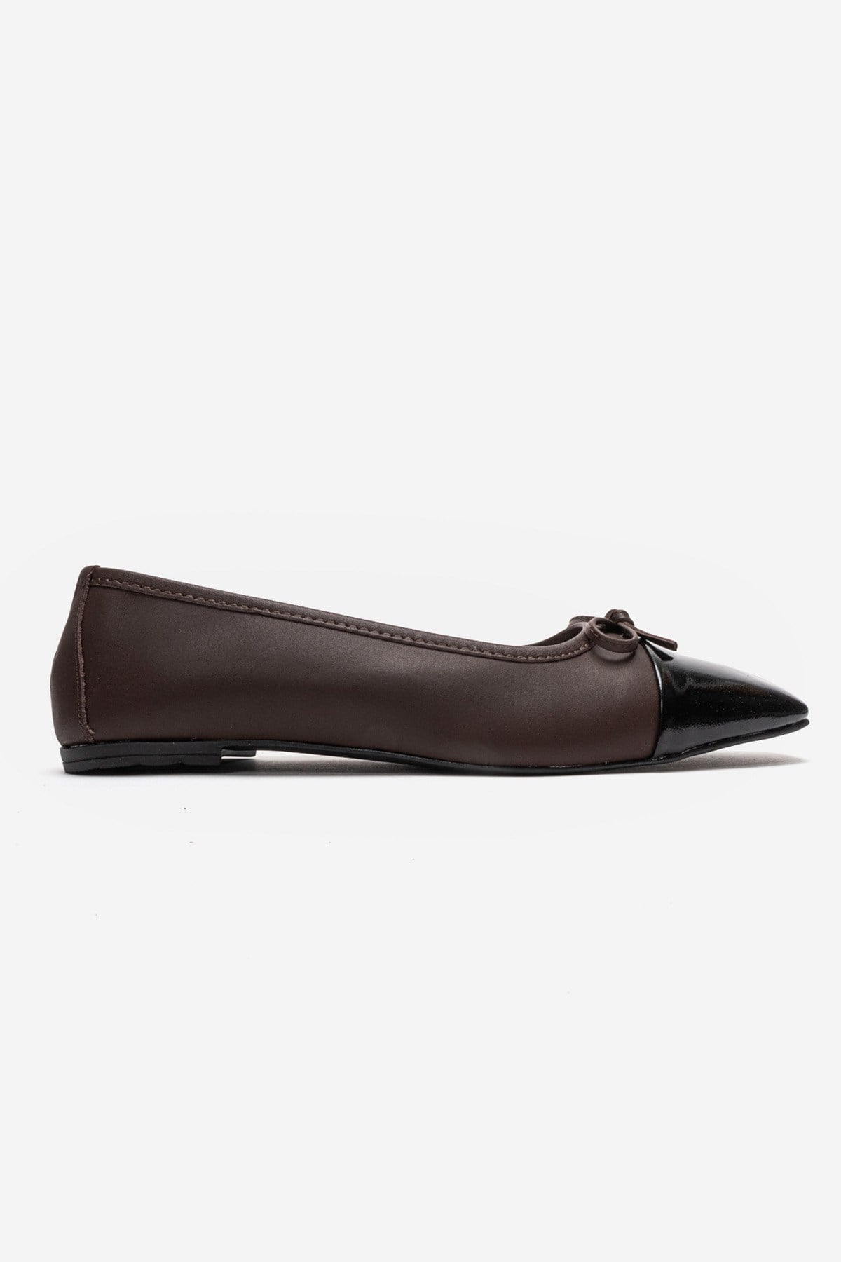 Romy - Brown Genuine Leather Square Toe Bow Ballet Flat (Women)