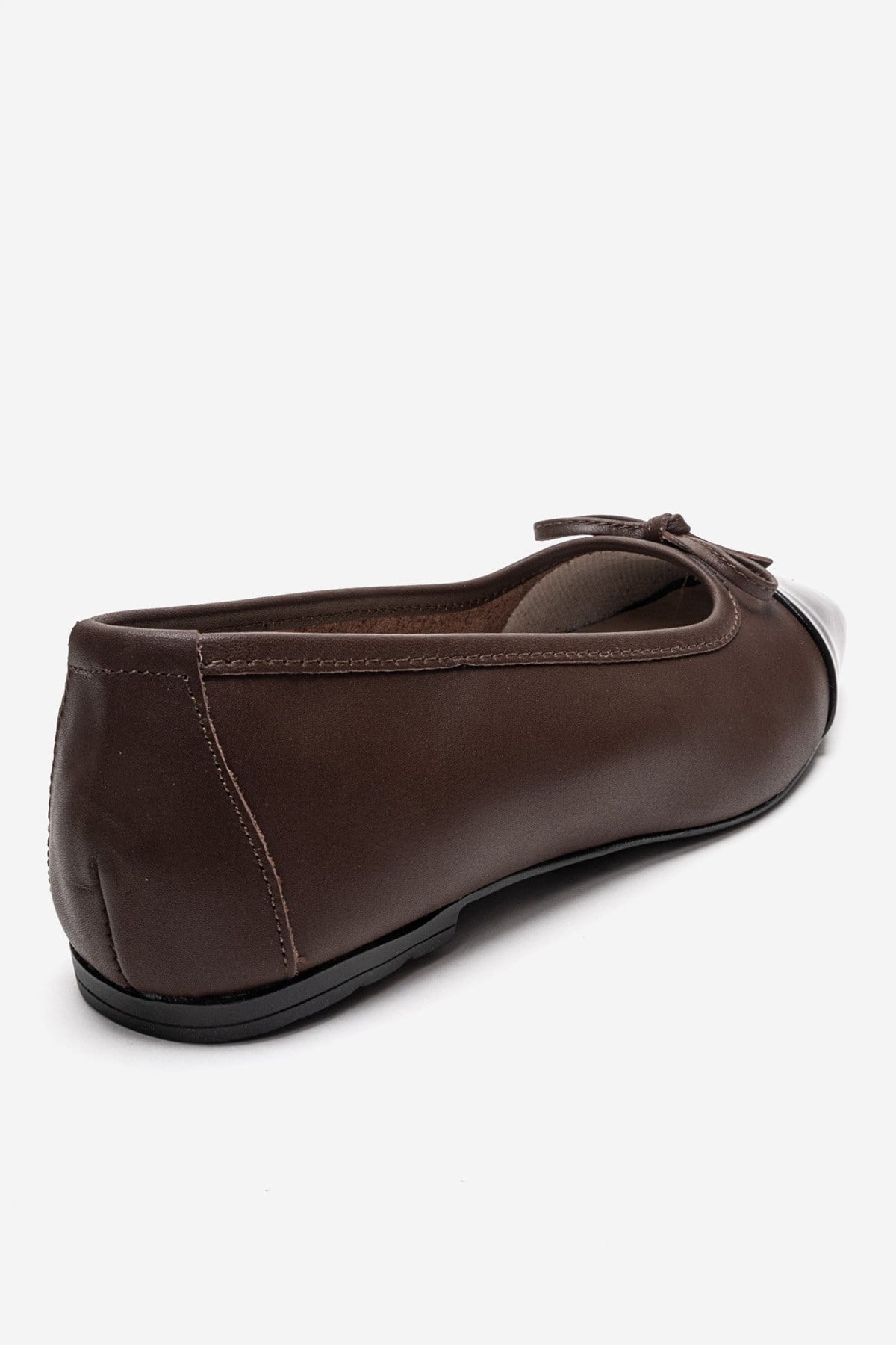 Romy - Brown Genuine Leather Square Toe Bow Ballet Flat (Women)