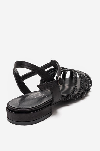 LAVINA - Black Satin Embellished Sandal (Women)