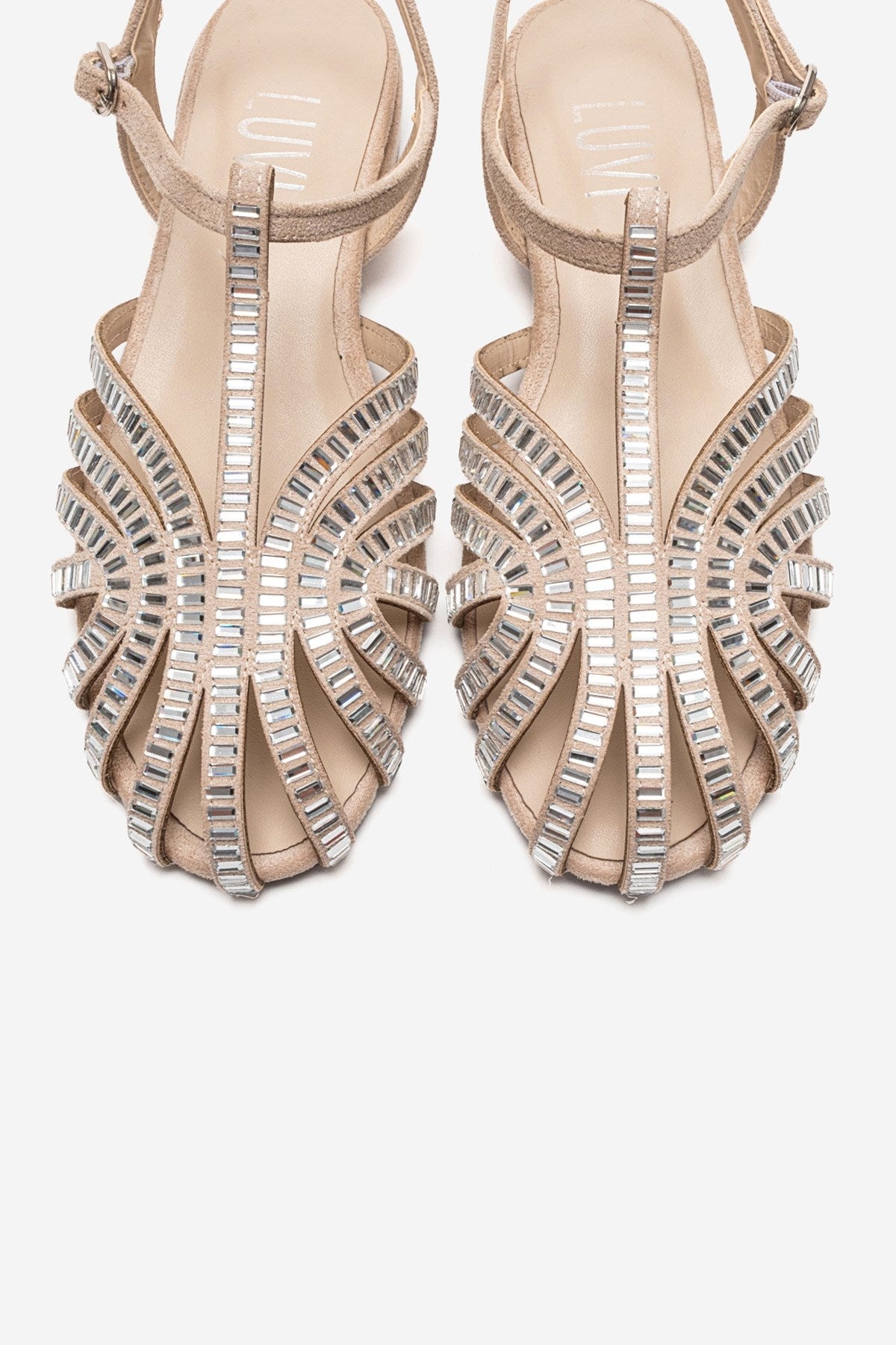 LAVINA - Beige Suede Embellished Sandal (Women)