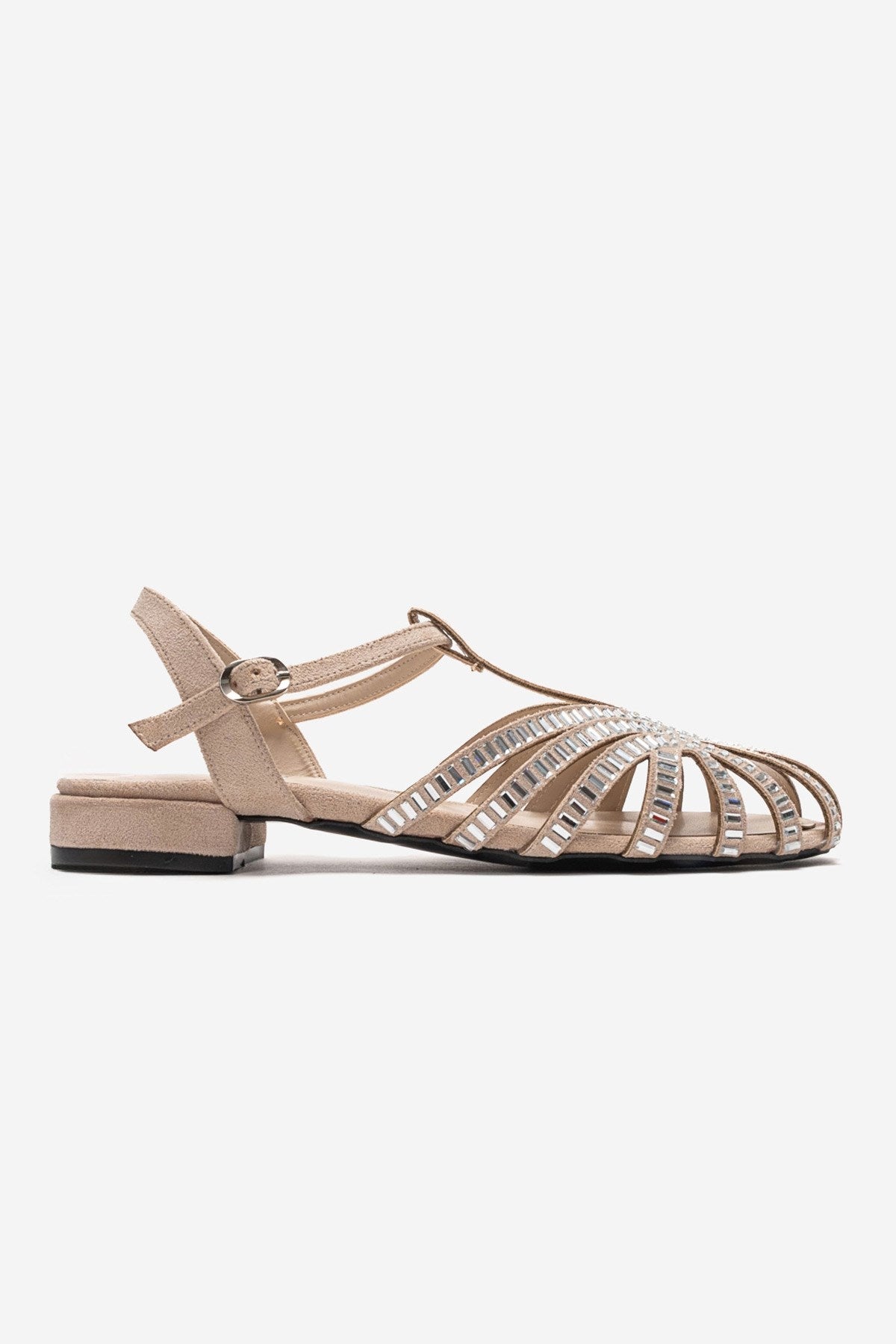 LAVINA - Beige Suede Embellished Sandal (Women)