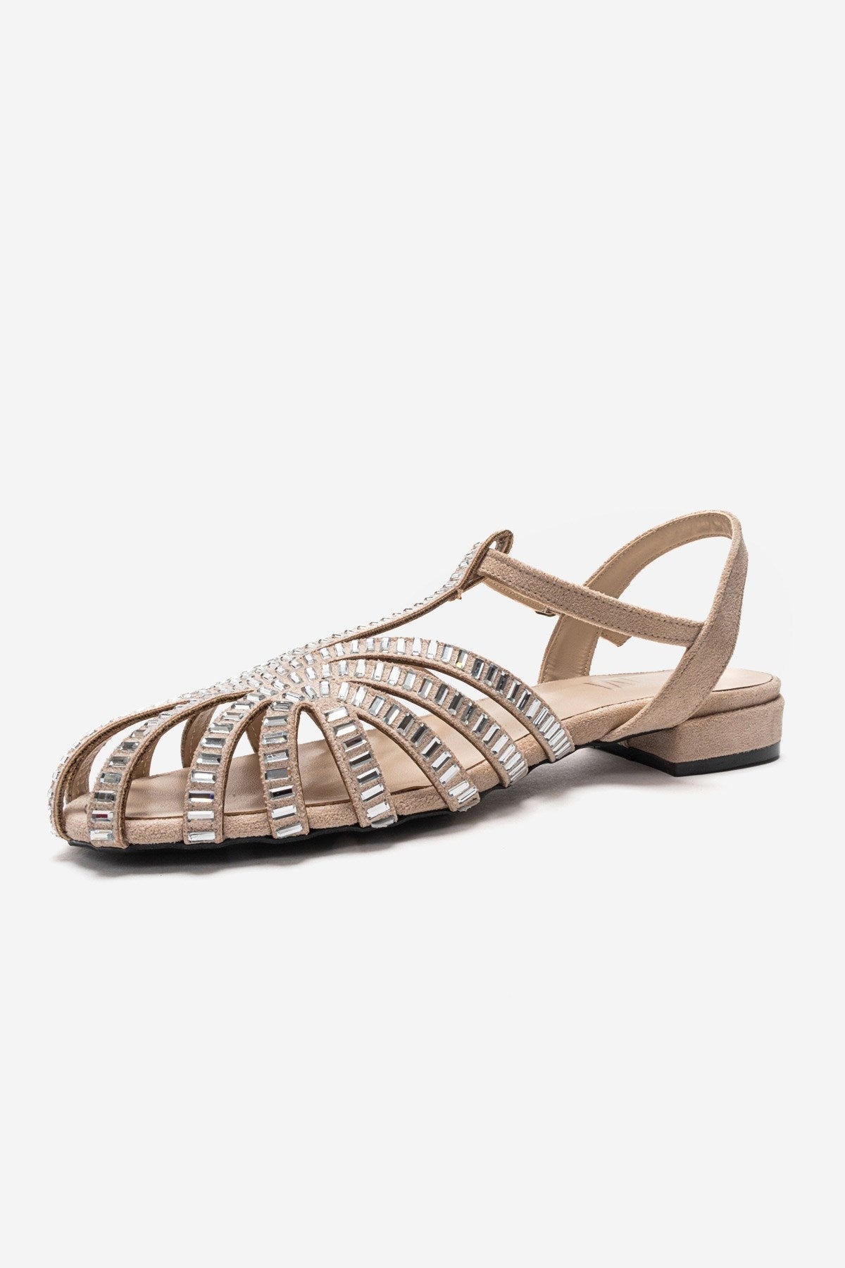 LAVINA - Beige Suede Embellished Sandal (Women)