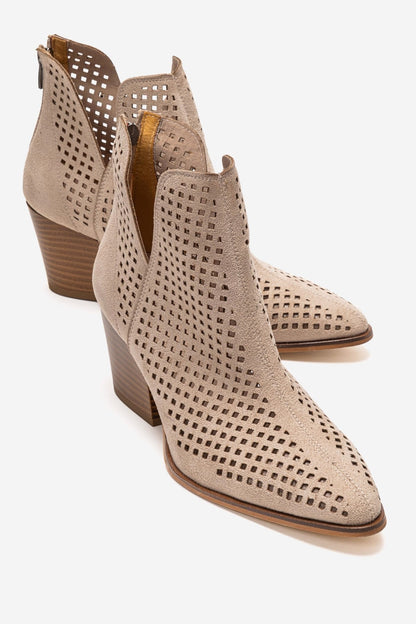 ORVIA - Botín de tacón cuadrado beige (Mujer)