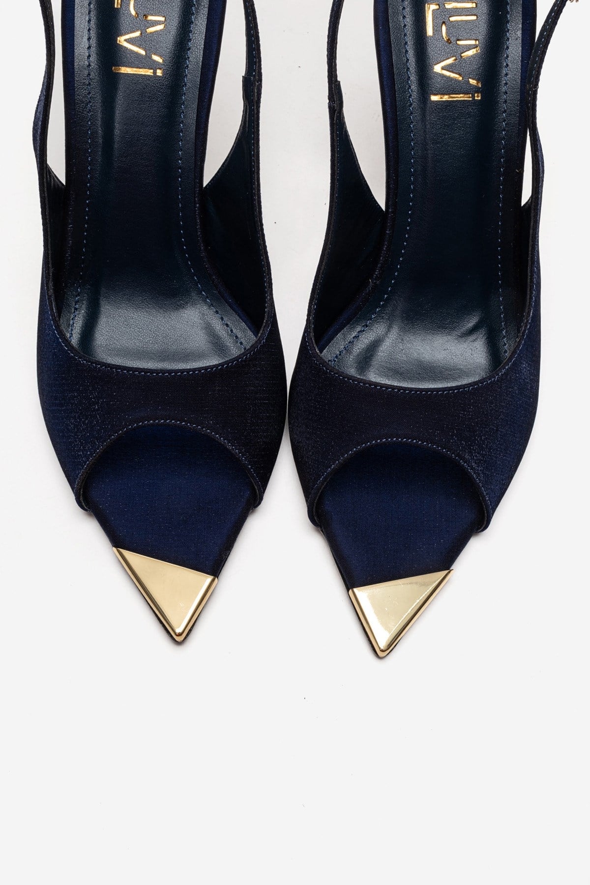 Amore - Navy Satin Sculpted Stiletto Pump (Women)