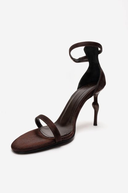 Yelena - Brown Satin Thin-Strap Stiletto Pump (Women)