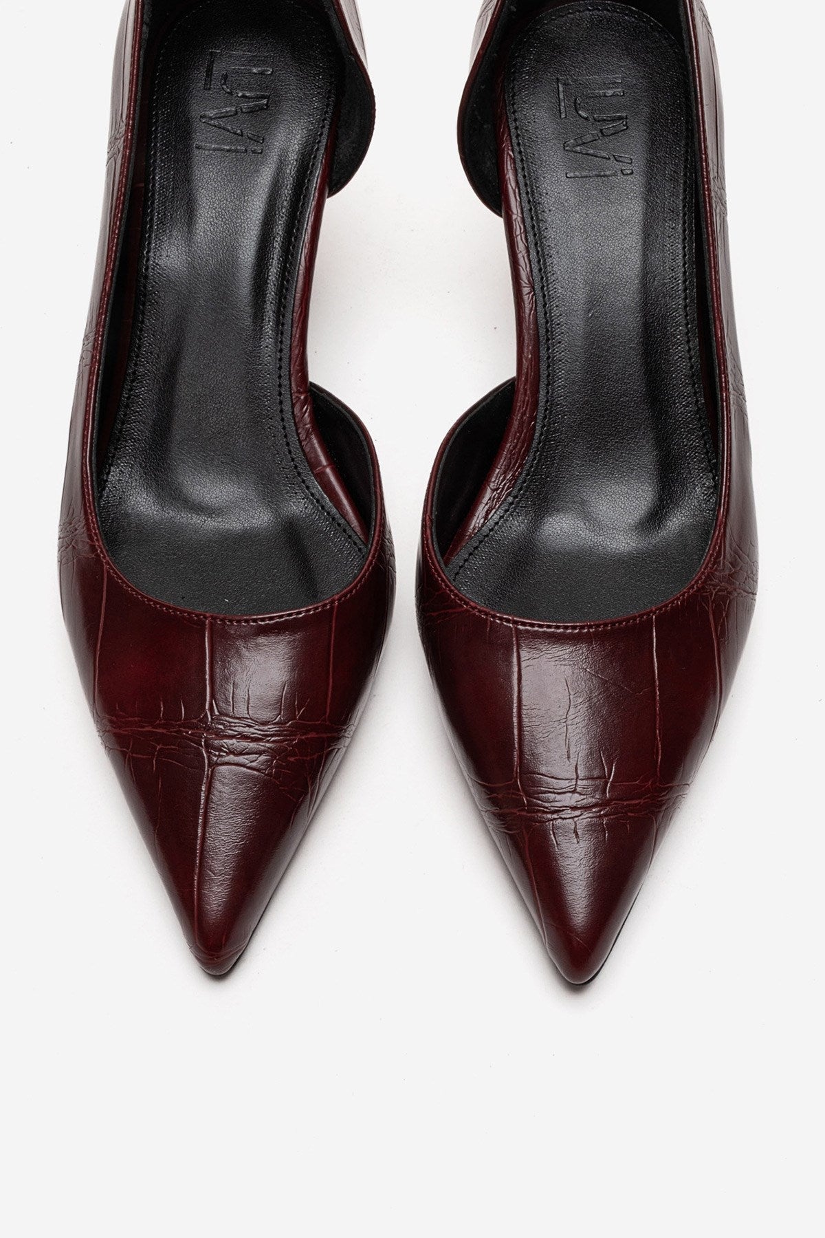 Arel - Burgundy Croc-Embossed Stiletto Pump (Women)