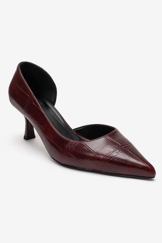 Arel - Burgundy Croc-Embossed Stiletto Pump (Women)