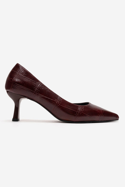 Arel - Burgundy Croc-Embossed Stiletto Pump (Women)