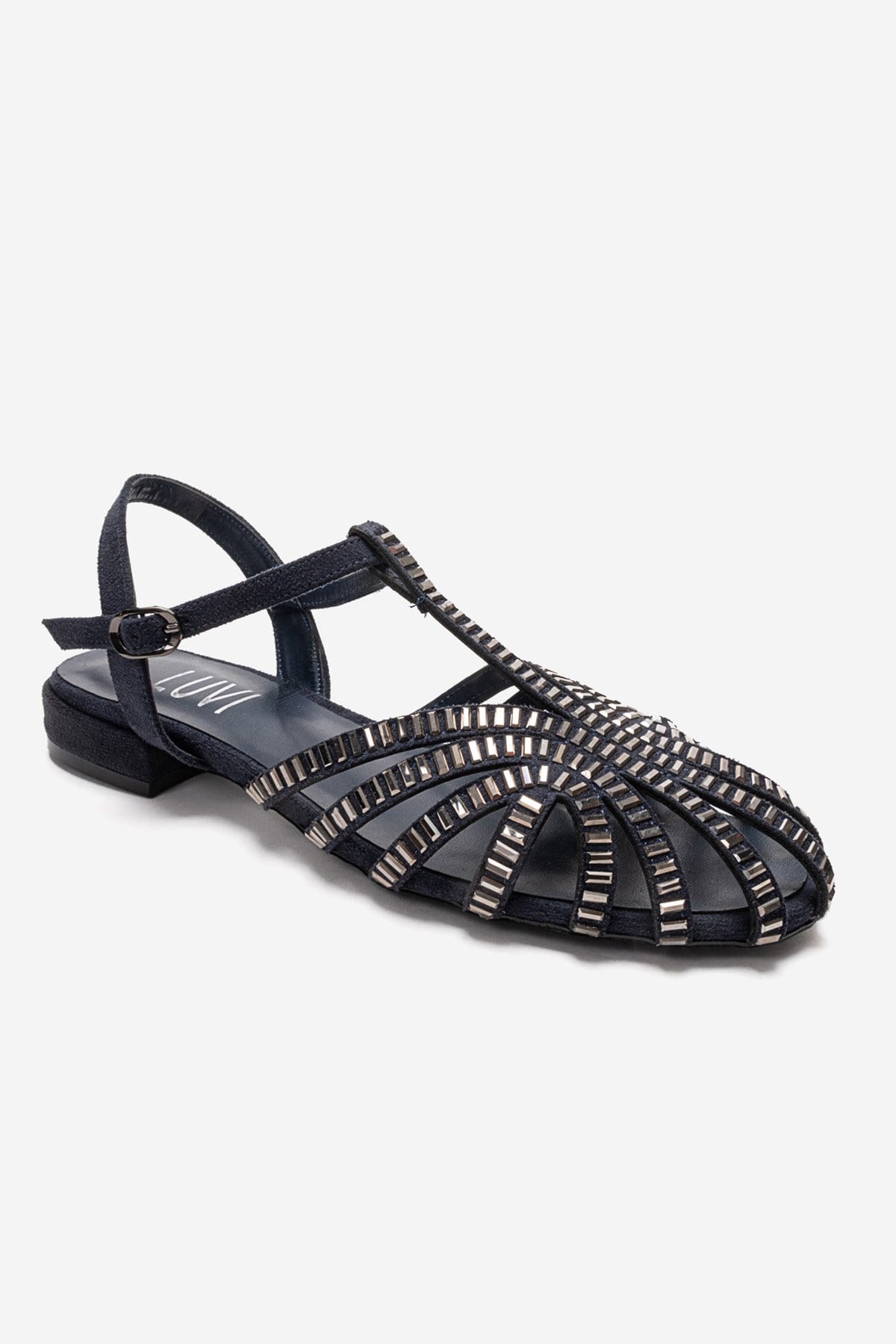 LAVINA - Sandalia de Piel Genuina Azul Marino (Mujer)