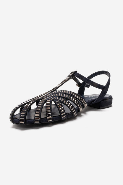 LAVINA - Sandalia de Piel Genuina Azul Marino (Mujer)