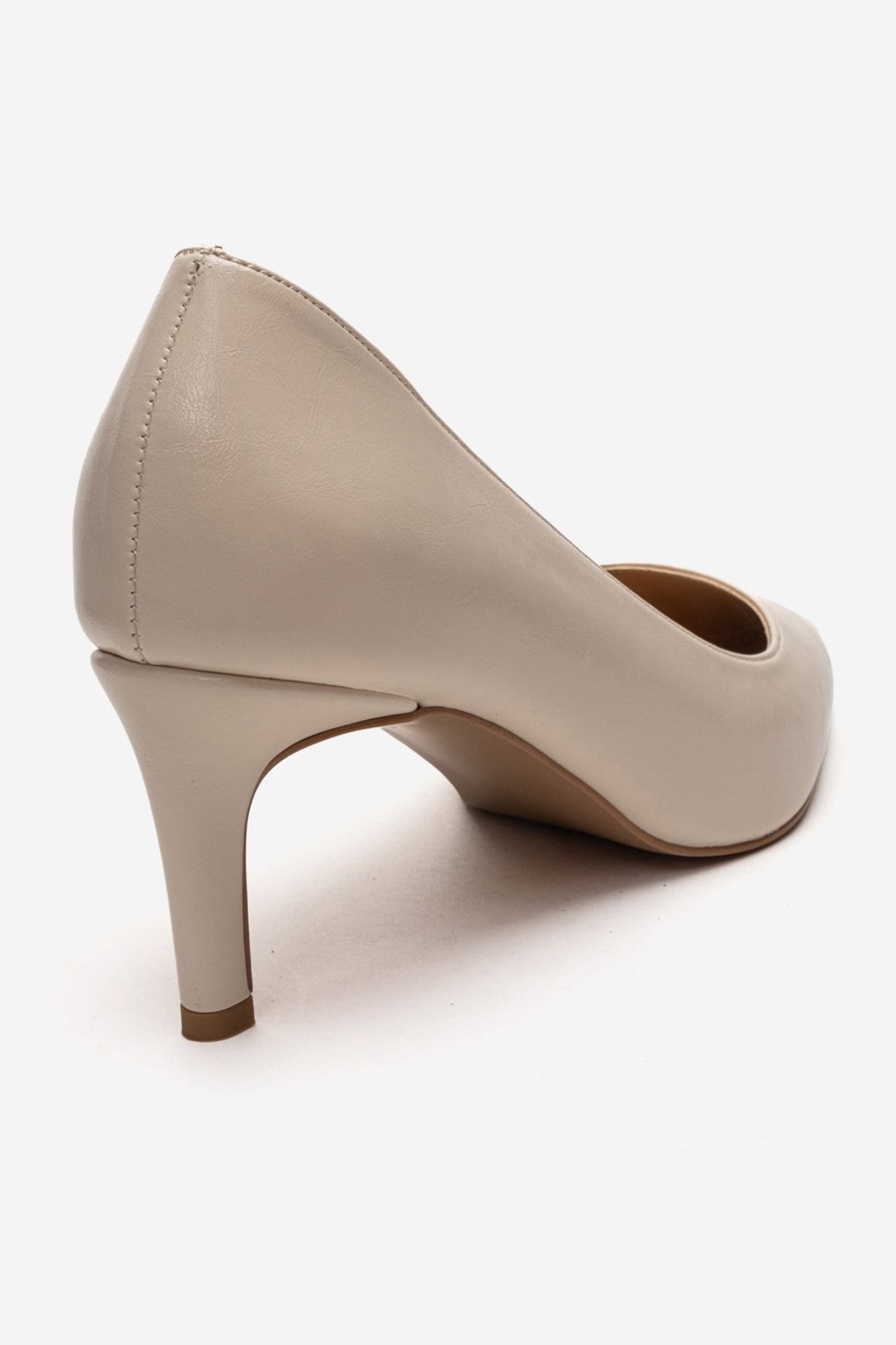 VELMIRA - Zapato de salón con tacón de aguja de piel auténtica color blanco roto (Mujer)