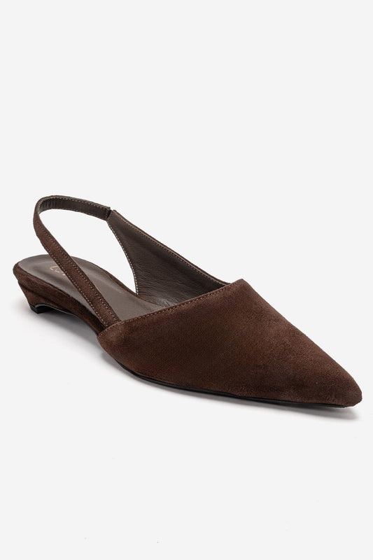 BERLINA - Brown Genuine Suede Leather Low Block Heel Shoe (Women)