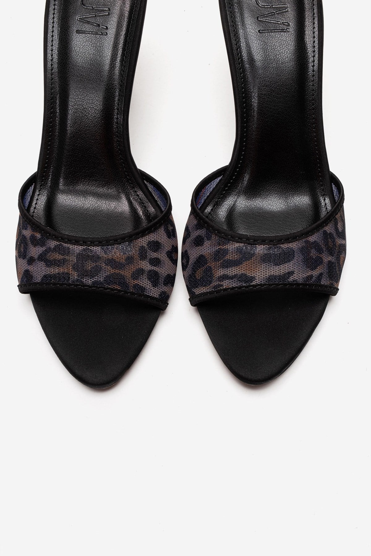 MONROE - Mules de tacón de malla negra estampada (Mujer)