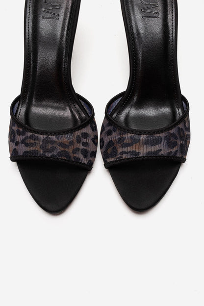 MONROE - Mules de tacón de malla negra estampada (Mujer)