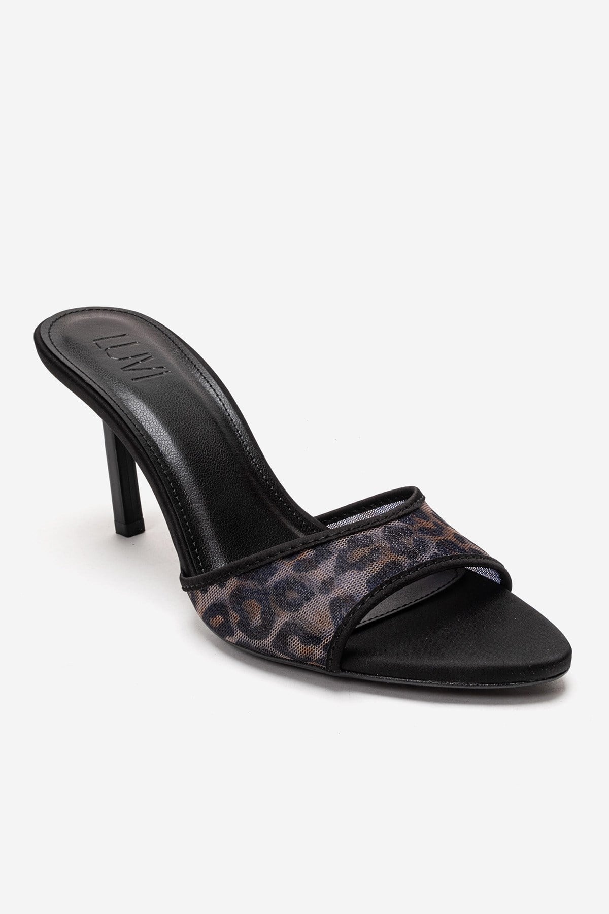 MONROE - Mules de tacón de malla negra estampada (Mujer)