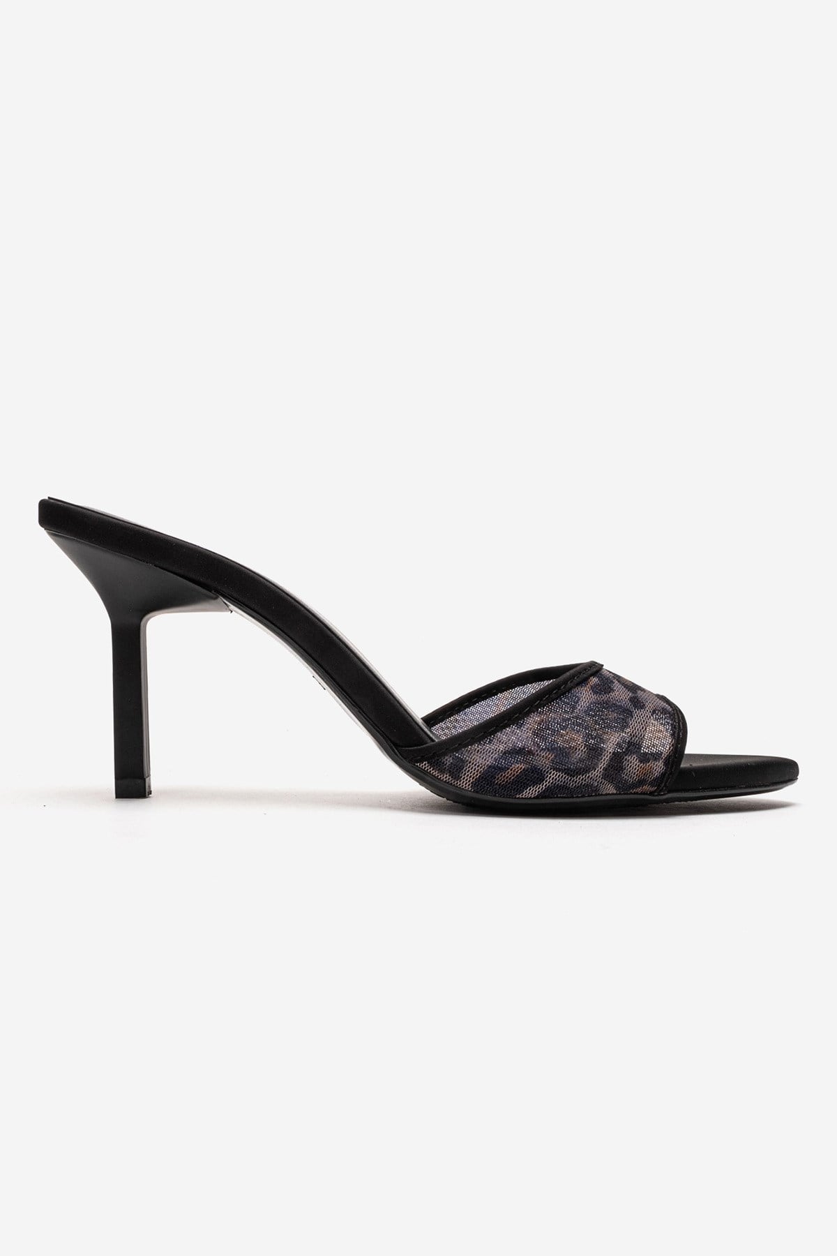 MONROE - Mules de tacón de malla negra estampada (Mujer)