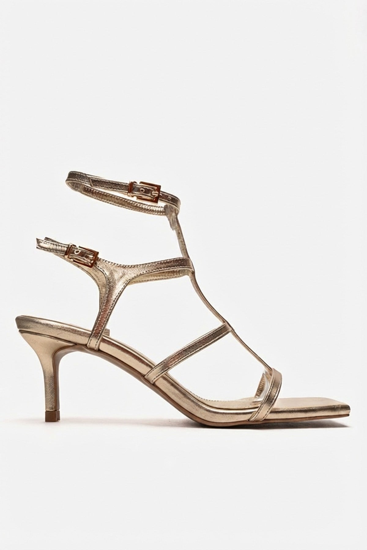 VIENTO - Gold Ankle-Strap Stiletto Pump (Women)
