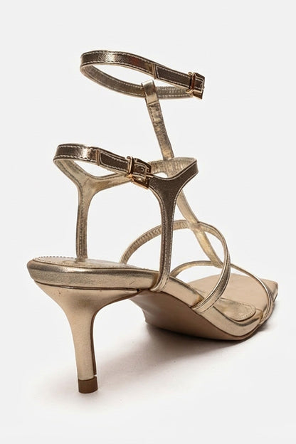 VIENTO - Gold Ankle-Strap Stiletto Pump (Women)