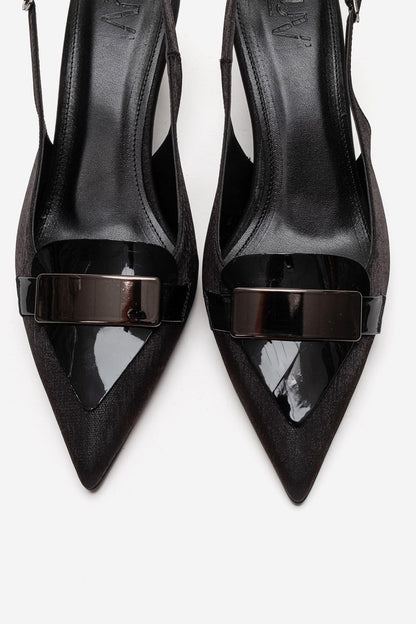 Sollenne - Black Genuine Leather Pointed Toe Stiletto Pump (Women)