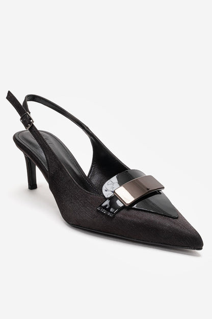 Sollenne - Black Genuine Leather Pointed Toe Stiletto Pump (Women)