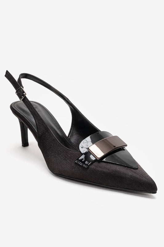 Sollenne - Black Genuine Leather Pointed Toe Stiletto Pump (Women)