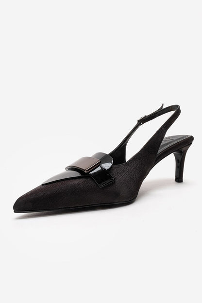 Sollenne - Black Genuine Leather Pointed Toe Stiletto Pump (Women)