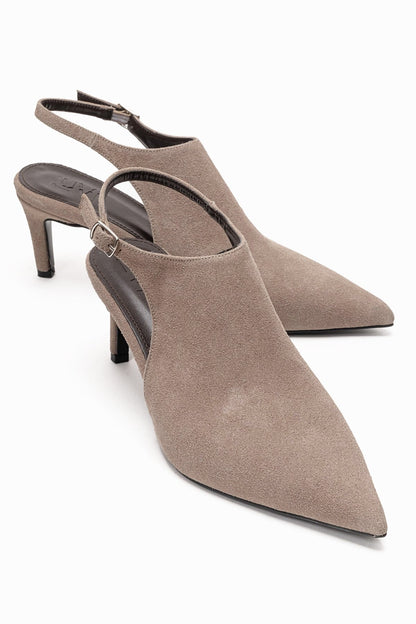 Rosalie - Taupe Genuine Leather Pointed Toe Stiletto Pump (Women)