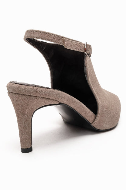 Rosalie - Taupe Genuine Leather Pointed Toe Stiletto Pump (Women)