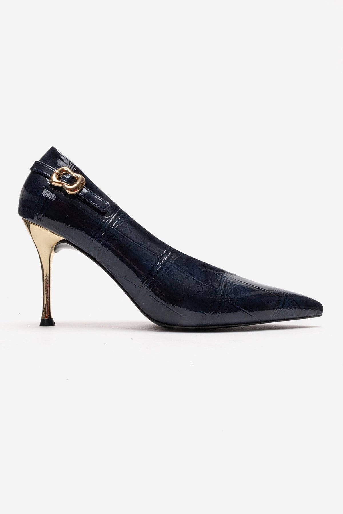 Polly - Navy Genuine Leather Pointed Toe Stiletto Pump (Women)