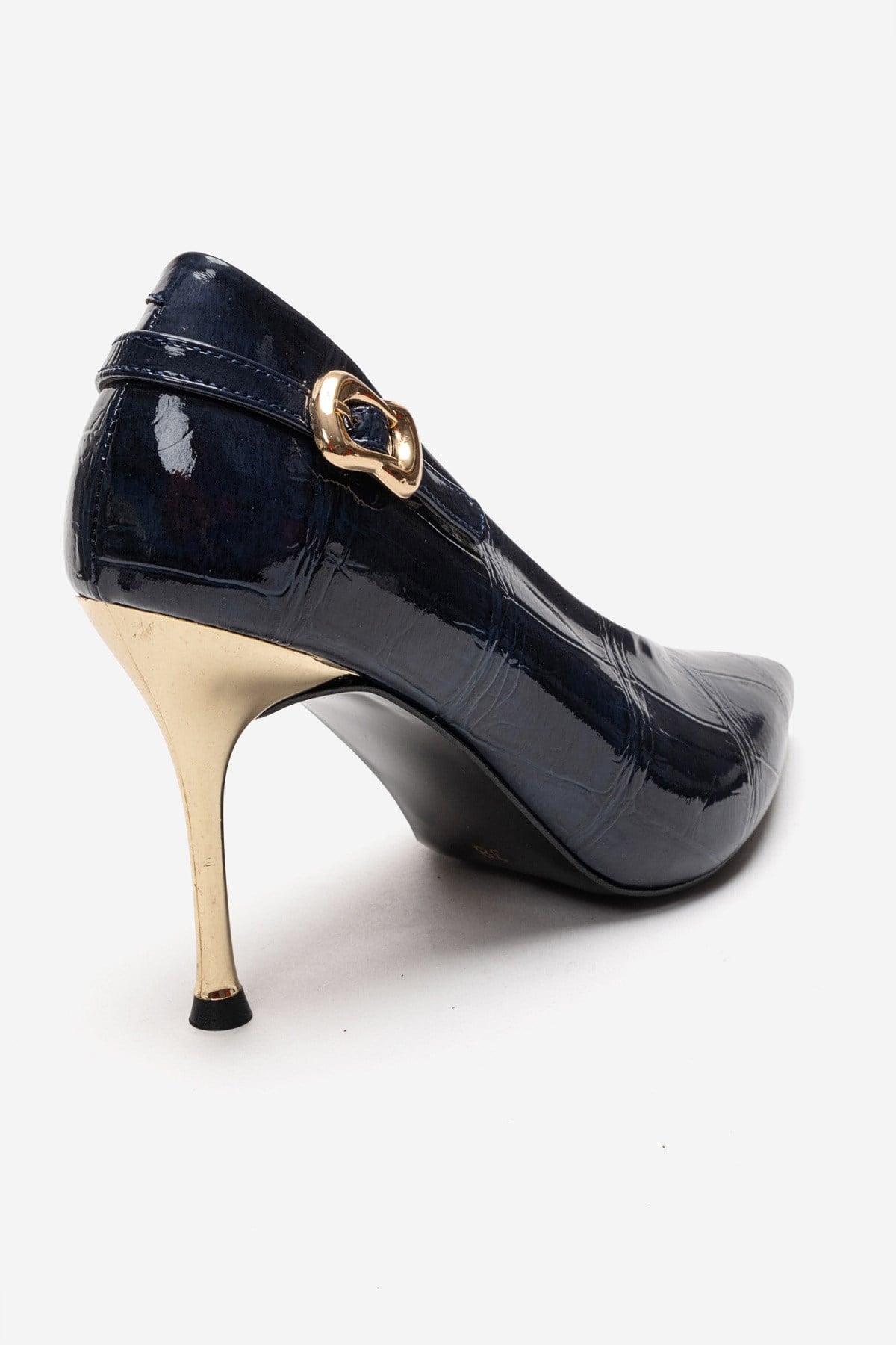 Polly - Navy Genuine Leather Pointed Toe Stiletto Pump (Women)