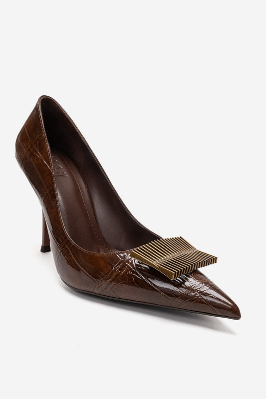 DEXEN - Zapatos de tacón de aguja marrones (Mujer)