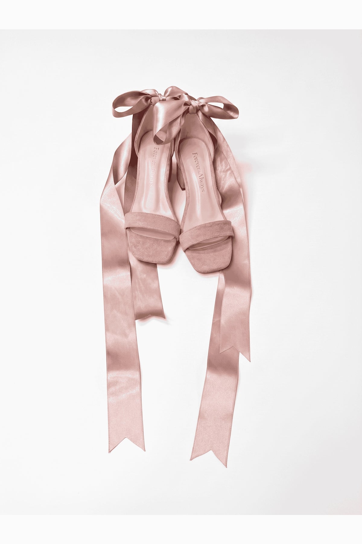 Rova Dusty Pink Suede Satin Bow Block Heel Sandal