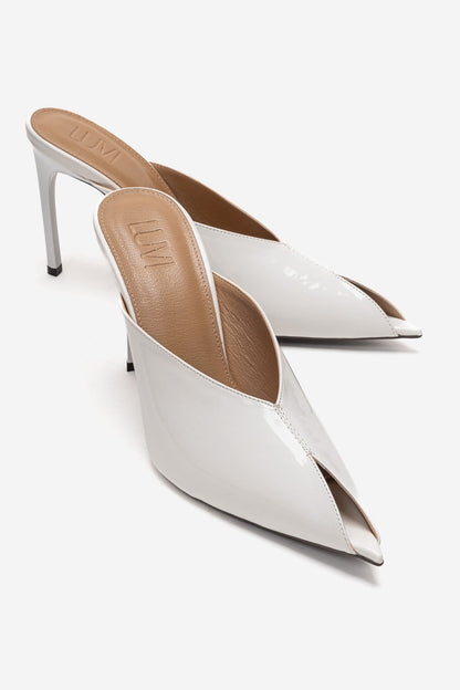 Mirena - White Genuine Leather Stiletto Mule (Women)