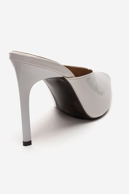 Mirena - White Genuine Leather Stiletto Mule (Women)