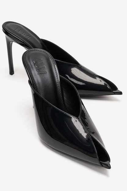 Mirena - Black Genuine Leather Stiletto Mule (Women)