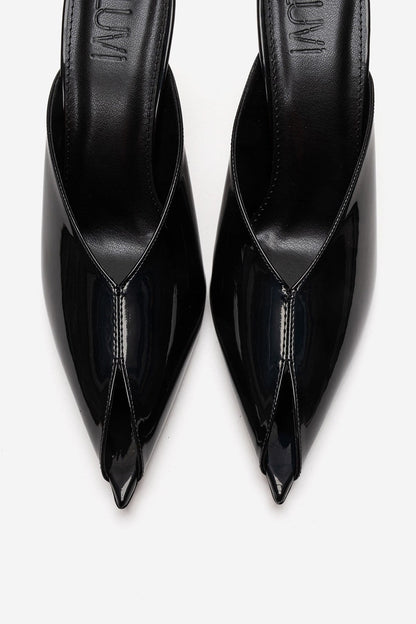 Mirena - Black Genuine Leather Stiletto Mule (Women)