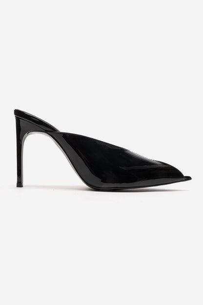 Mirena - Black Genuine Leather Stiletto Mule (Women)