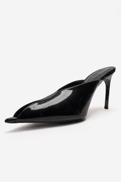 Mirena - Black Genuine Leather Stiletto Mule (Women)