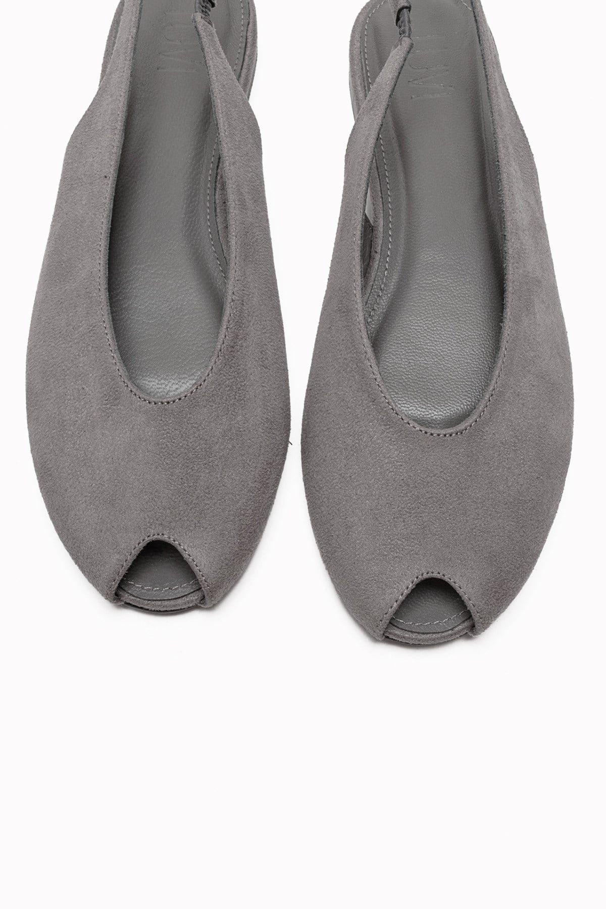 SERINA - Grey Genuine Leather Open Front Slingback Sandal (Women)