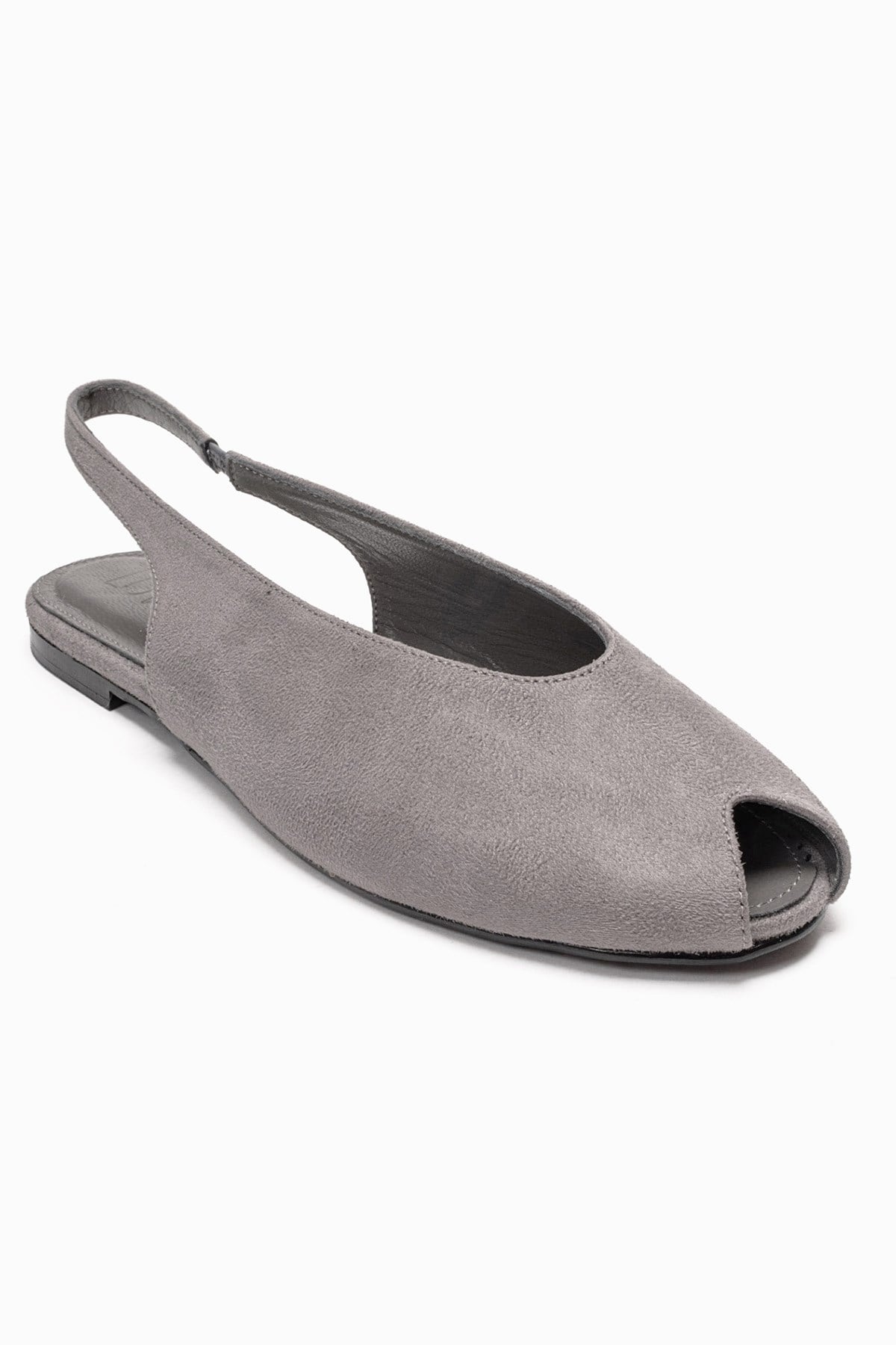 SERINA - Grey Genuine Leather Open Front Slingback Sandal (Women)