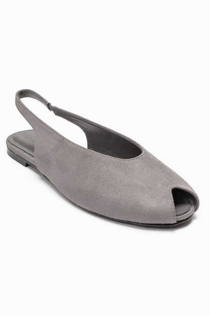 SERINA - Grey Genuine Leather Open Front Slingback Sandal (Women)