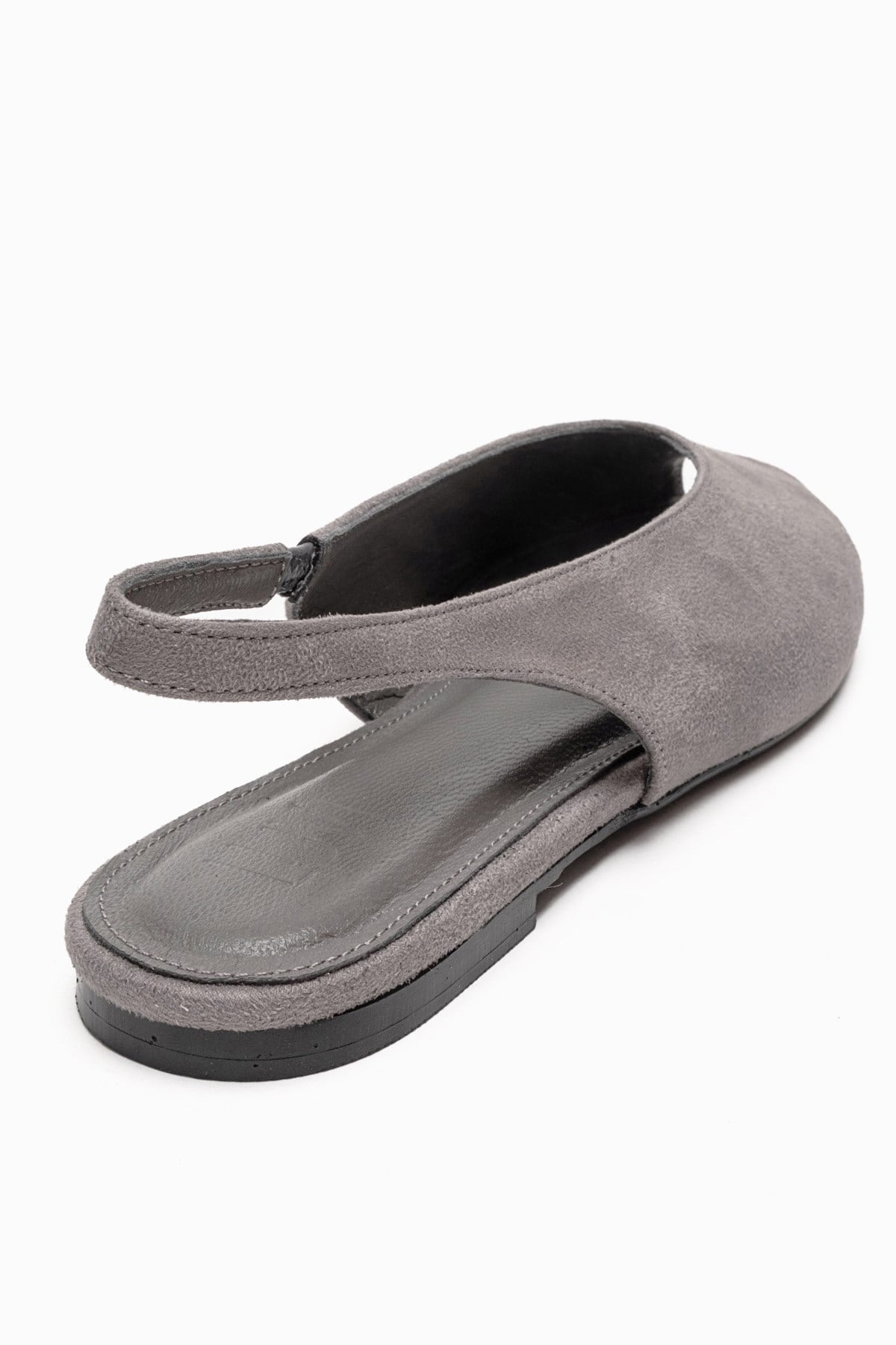 SERINA - Grey Genuine Leather Open Front Slingback Sandal (Women)