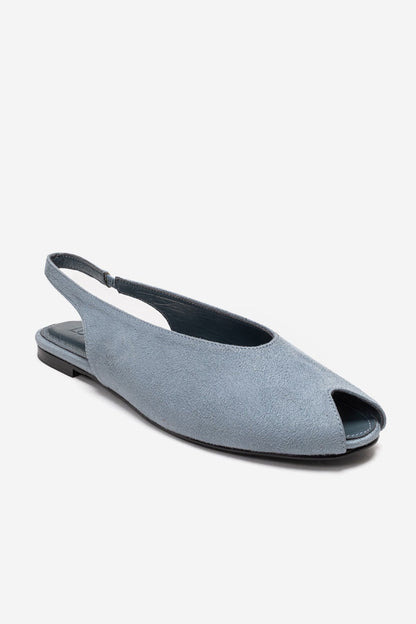 SERINA - Sandalia Slingback Abierta de Cuero Genuino Azul Bebé (Mujer)
